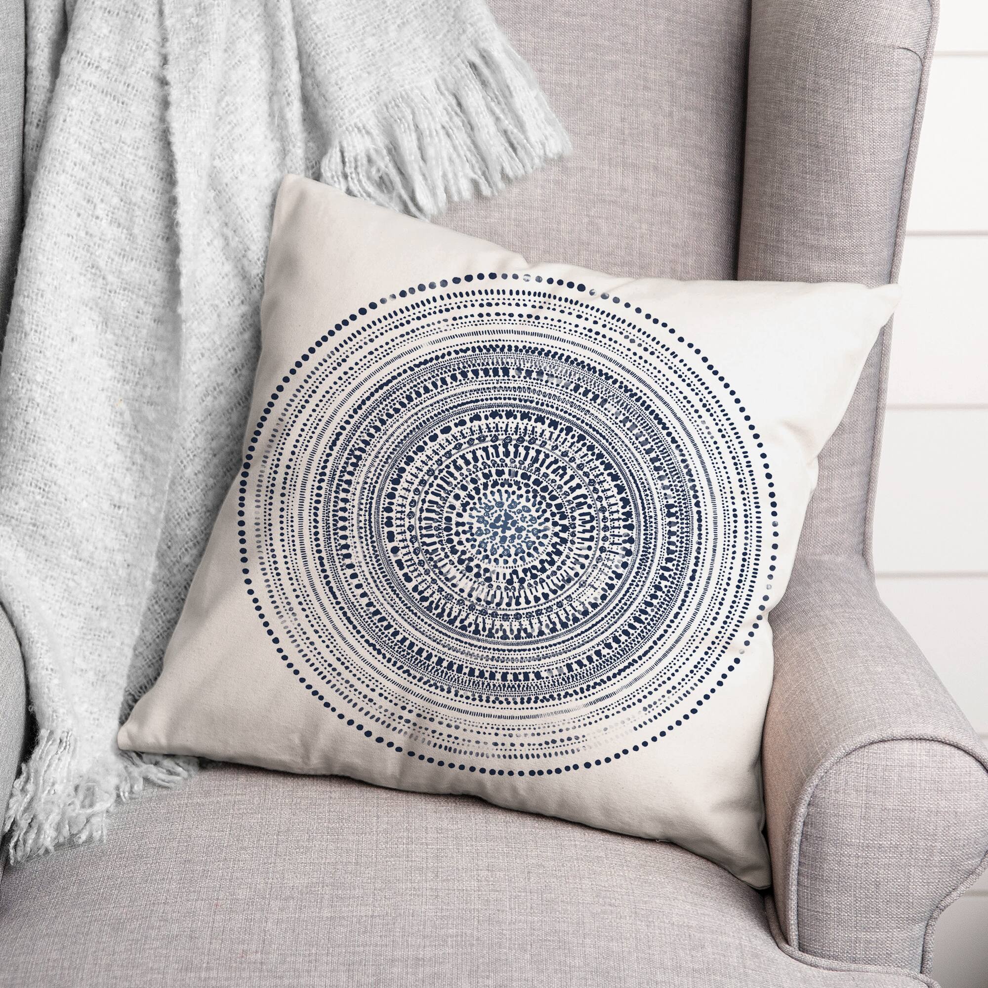Circle and Dash Pattern 18" x 18" Indoor / Outdoor Pillow